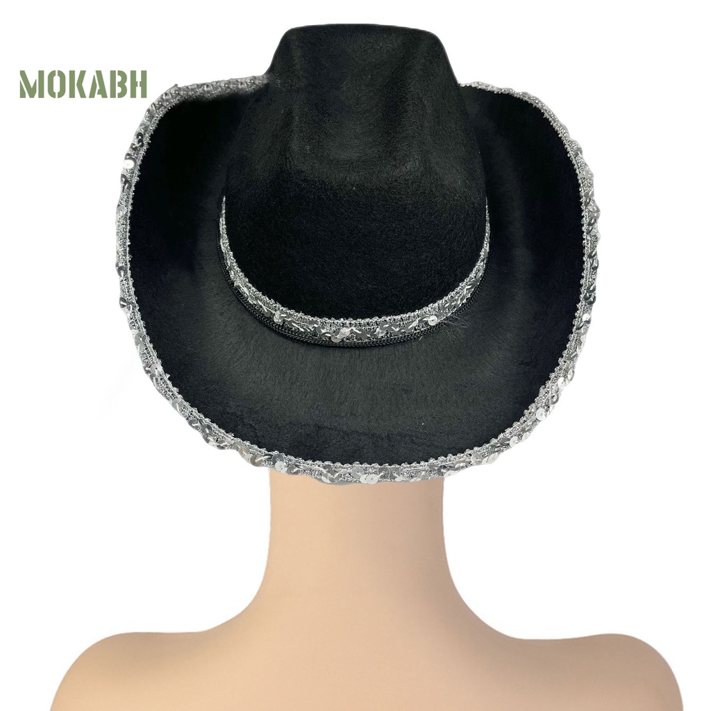 Mũ Cao Bồi Đính Kim Sa Màu Sắc Tương Phản Phong Cách Phương Tây Cho Nữ