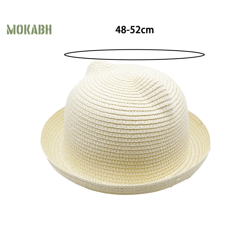 [Mok Abh] Mũ Rơm Vành Gấp Được Trang Trí Tai Mèo