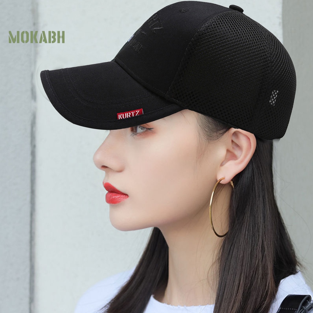 [Mok Abh] Mũ Lưỡi Trai Phối Lưới Thoáng Khí Hình Chữ Cái Sành Điệu Nâng Cao Khuôn Mặt Chống Nắng Cho Nam