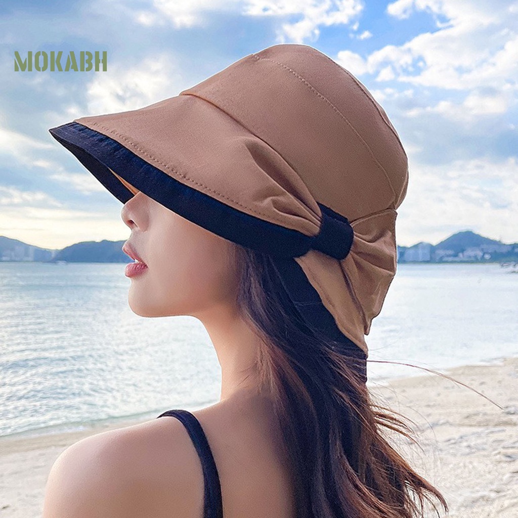 Nón Tai Bèo Vành Rộng Thoáng Khí Màu Sắc Tương Phản Thời Trang Mùa Hè Cho Nữ