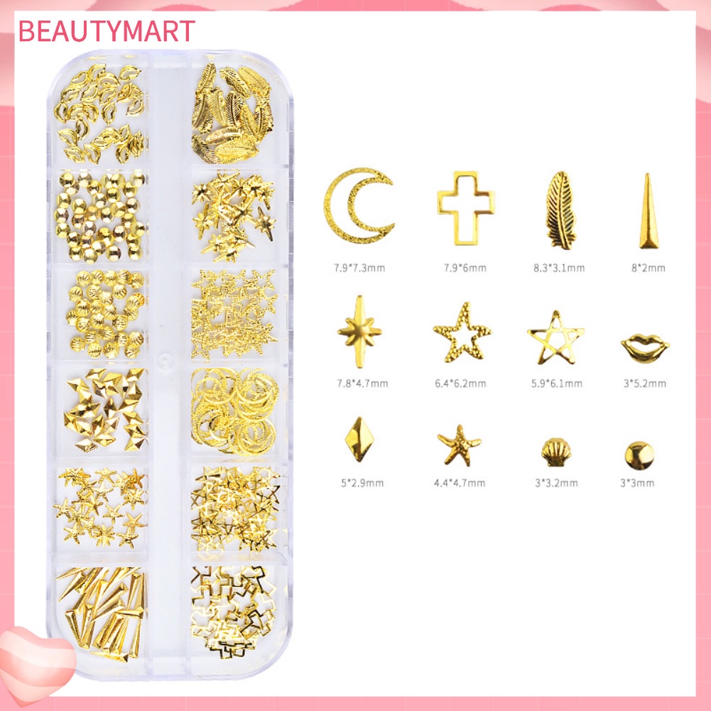 Đinh Tán Kim Loại Hỗn Hợp Trang Trí Móng Tay Nghệ Thuật DIY