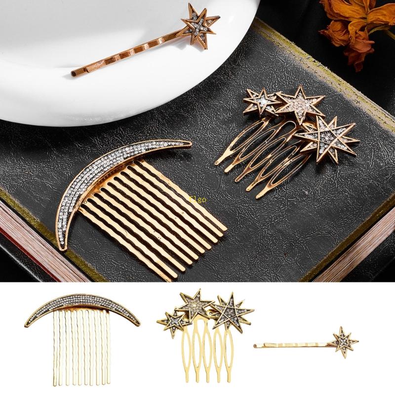 Lược Cài Tóc Hình Ngôi Sao / Mặt Trăng Đính Đá Lấp Lánh