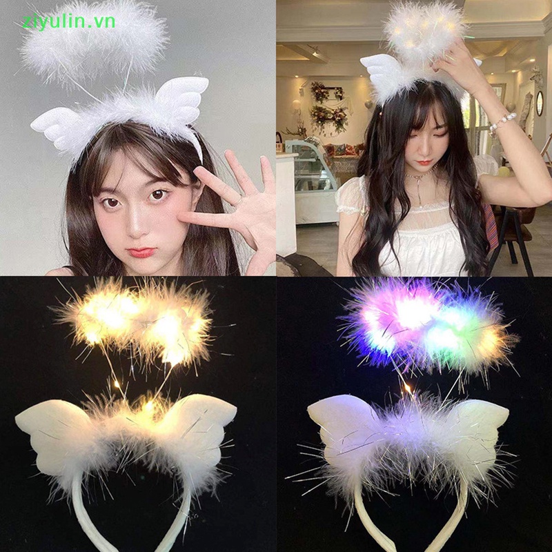 1 Băng Đô Đèn LED ziyulin Đính Lông Vũ Hóa Trang