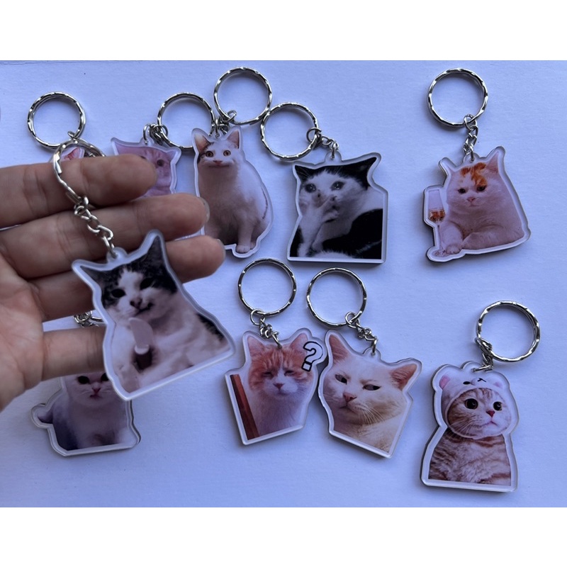 Móc khoá mica mèo meme cute đáng yêu