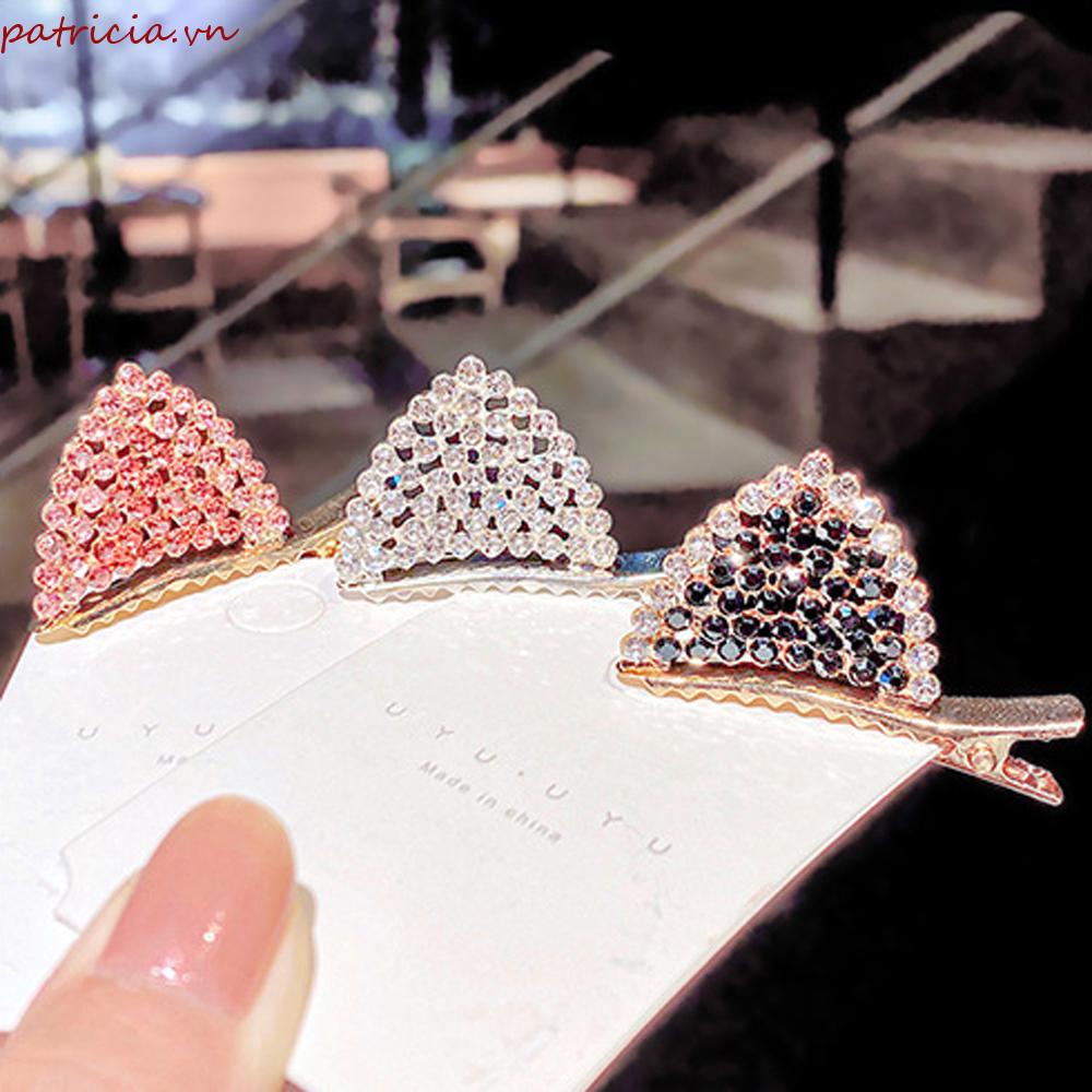 Kẹp Tóc Hình Tai Mèo Dễ Thương Lấp Lánh Phong Cách Hàn Quốc|Kẹp Tóc Đính Hạt Thời Trang Cho Nữ