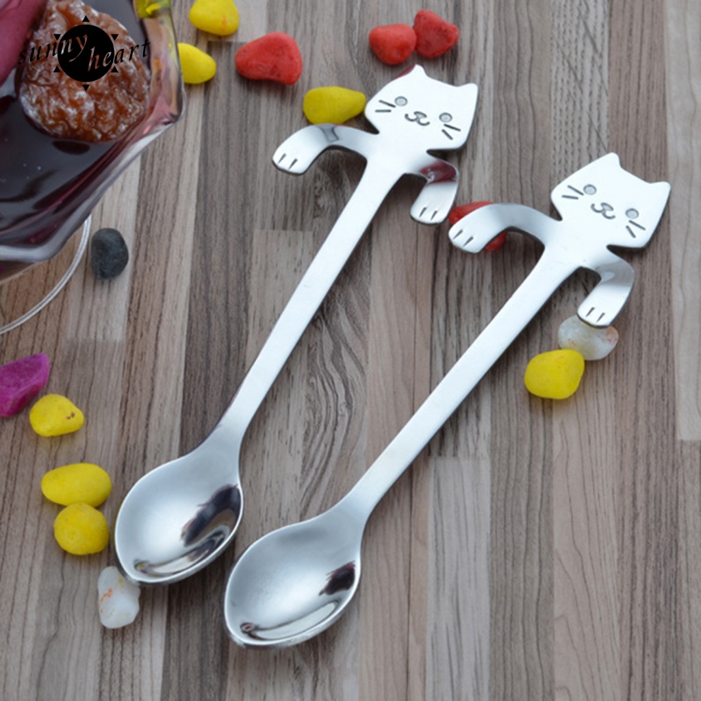 Muỗng Cà Phê Hình Mèo Bằng Thép Không Gỉ Thiết Kế Treo Độc Đáo