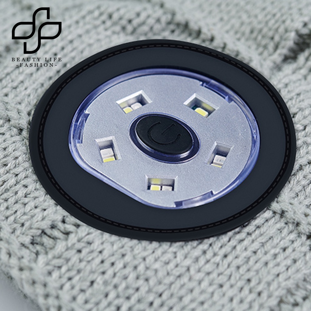 Mũ Trùm Đầu Dệt Kim Mềm Mại Co Giãn Có Đèn LED Sạc USB Cho Nam Nữ