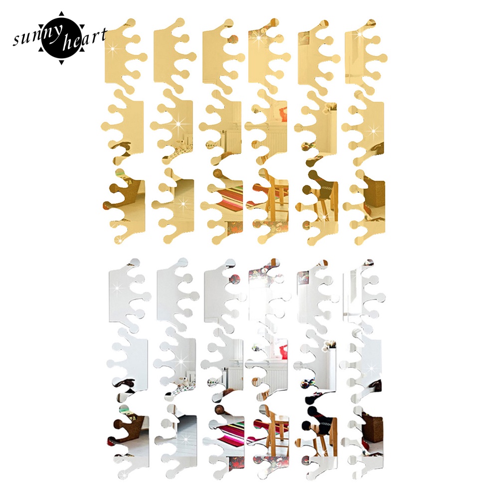 Set 18 Miếng Dán Tường Tráng Gương Acrylic Hình Đám Đông Dùng Để Trang Trí Phòng Khách Sạn / Nhà Cửa