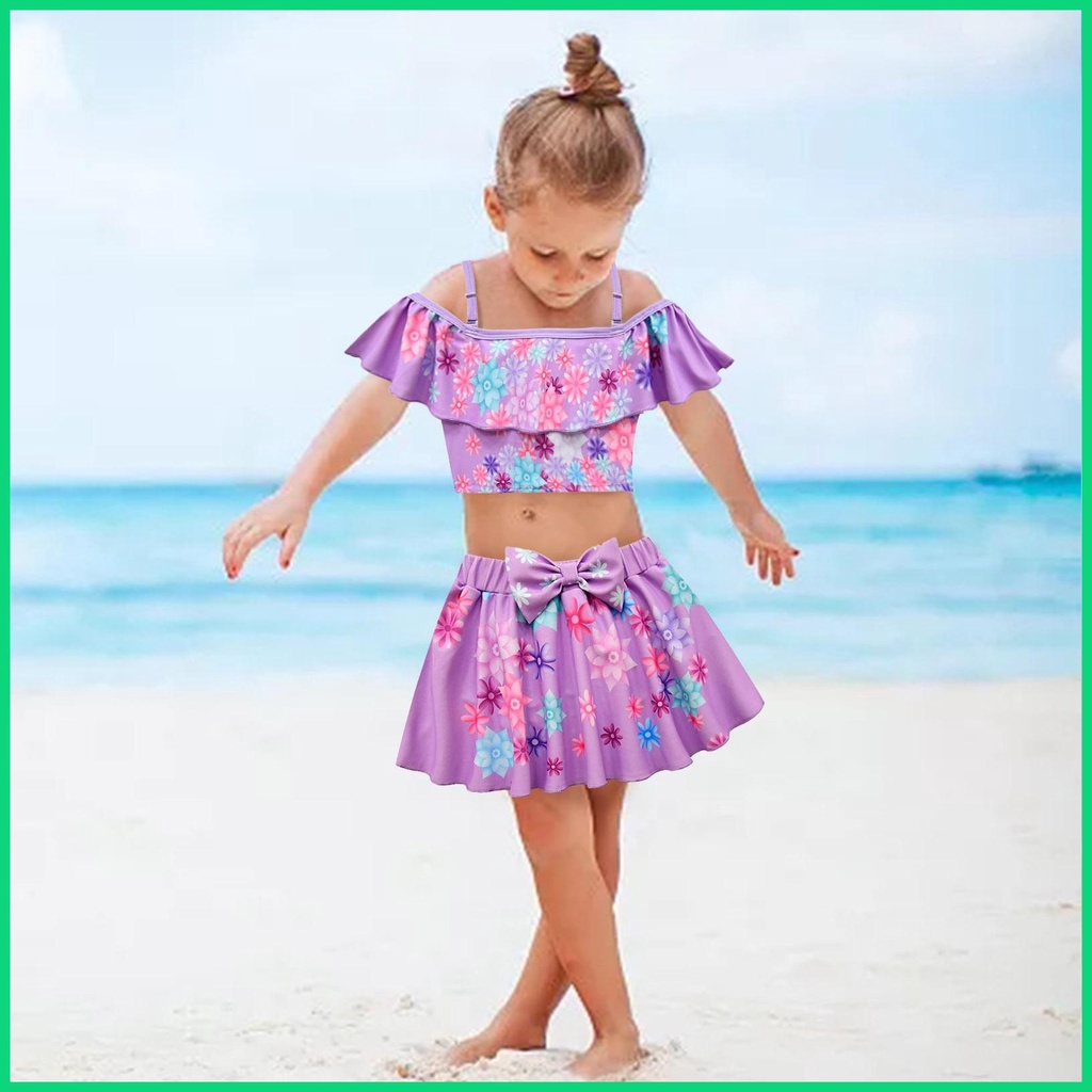 Bộ Đồ Bơi Tankini Hai Mảnh Mềm Mại Nhiều Kích Cỡ Có Thể Điều Chỉnh Cho Bé Gái