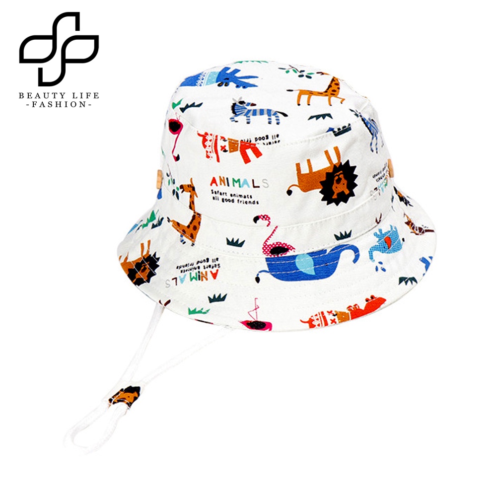 Nón Vành Rộng Chống Tia UV In Họa Tiết Động Vật Hoạt Hình Xinh Xắn Dành Cho Bé