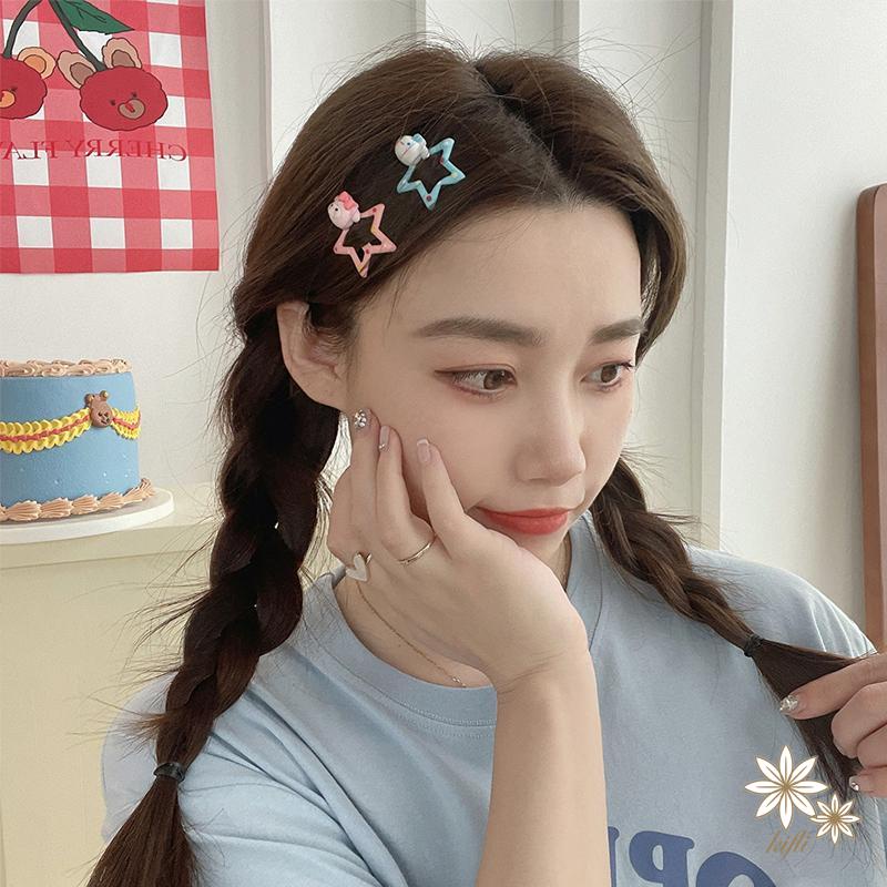 SANRIO Kẹp Tóc Hình Ngôi Sao Năm Cánh Họa Tiết Chấm Bi Dễ Thương Cho Nữ