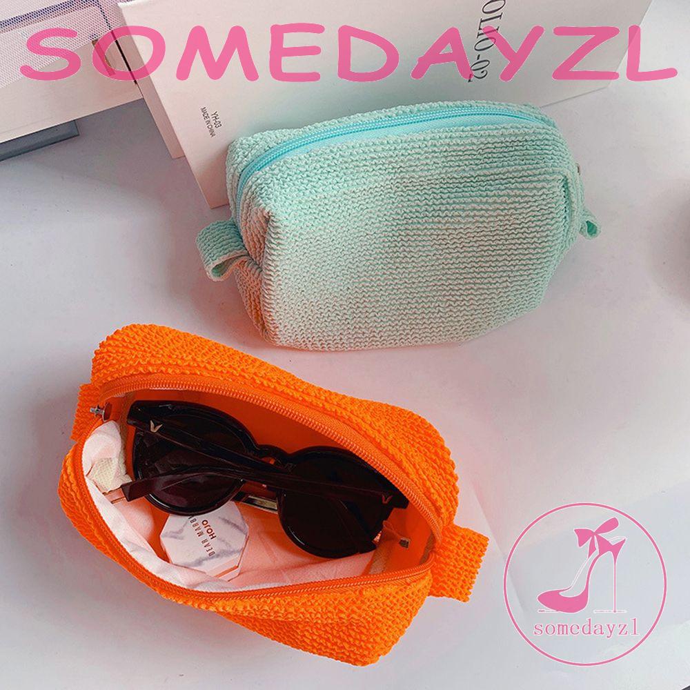 Somedayzl Túi Đựng Mỹ Phẩm / Đồ Trang Điểm Bằng Polyester Xếp Ly Màu Trơn Hình Hoạt Hình Snoopy Dùng