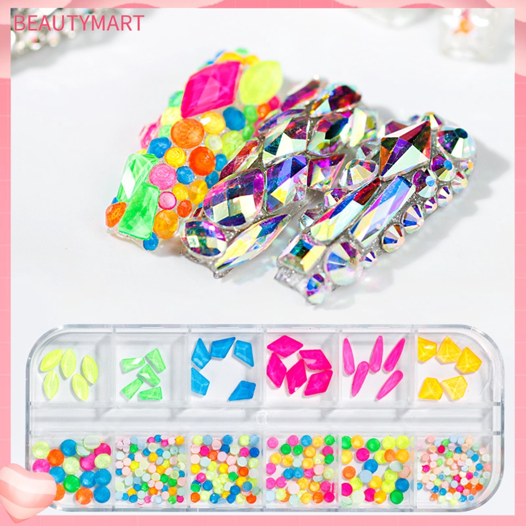 Hộp 12 Ngăn Đựng Hạt Đá Trang Trí Móng Tay Gọn Nhẹ DIY