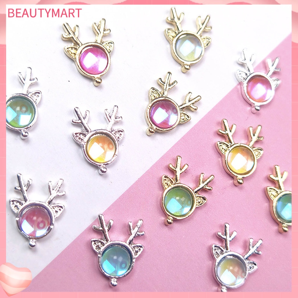 Set 10 Phụ Kiện Trang Trí Móng Tay 3D Hình Sừng Hươu Cho Nữ