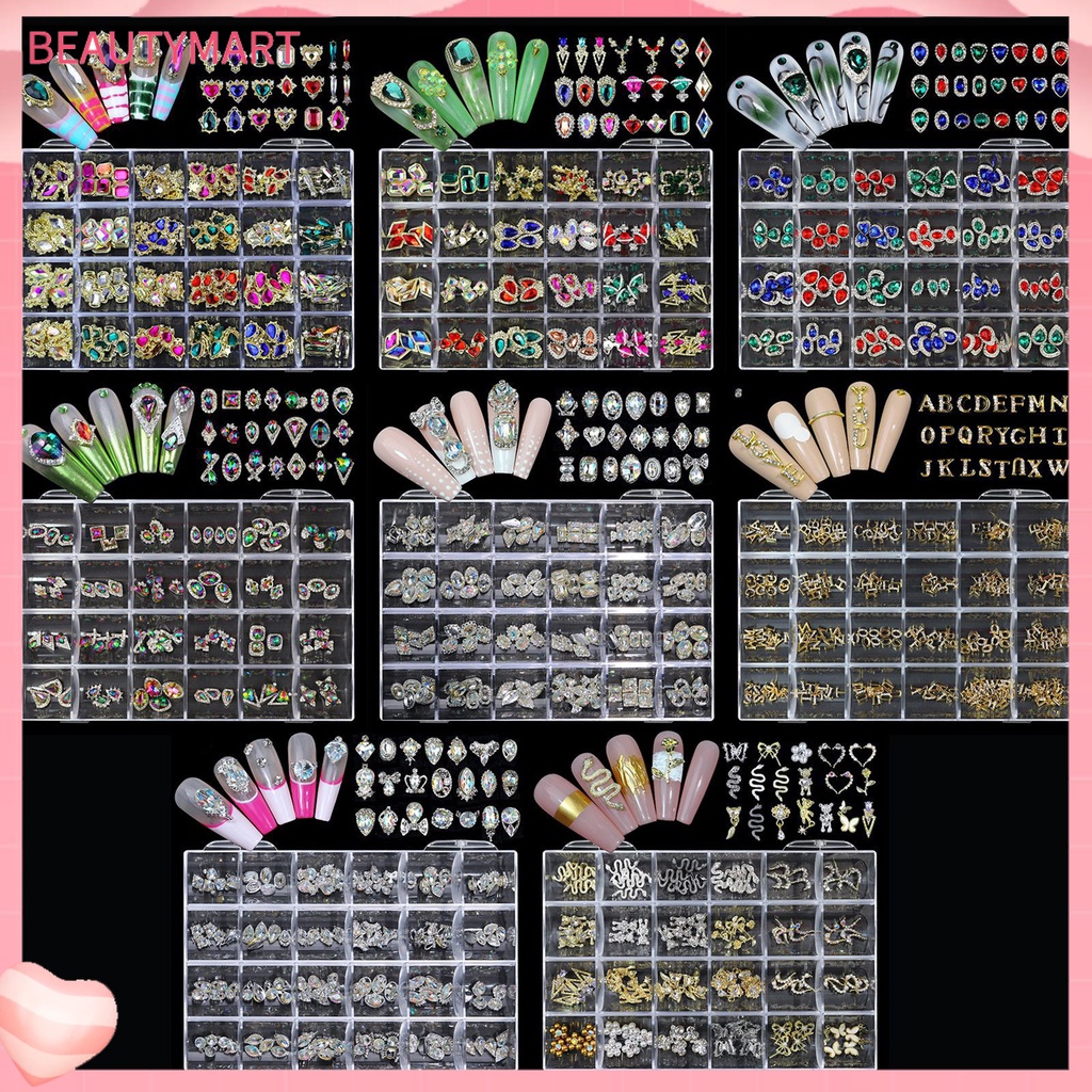 1 Hộp Đá Pha Lê Hình Trái Tim Nhiều Màu Đa Năng Trang Trí Móng Tay Nghệ Thuật Thời Trang DIY