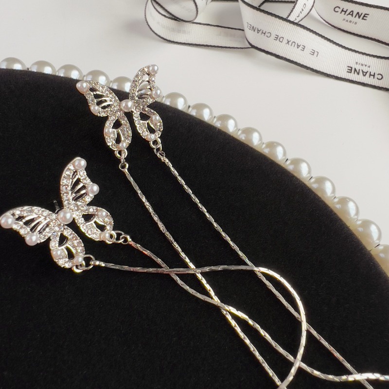 Bông Tai Dáng Dài Phối Tua Rua Hình Bướm Thời Trang Cao Cấp