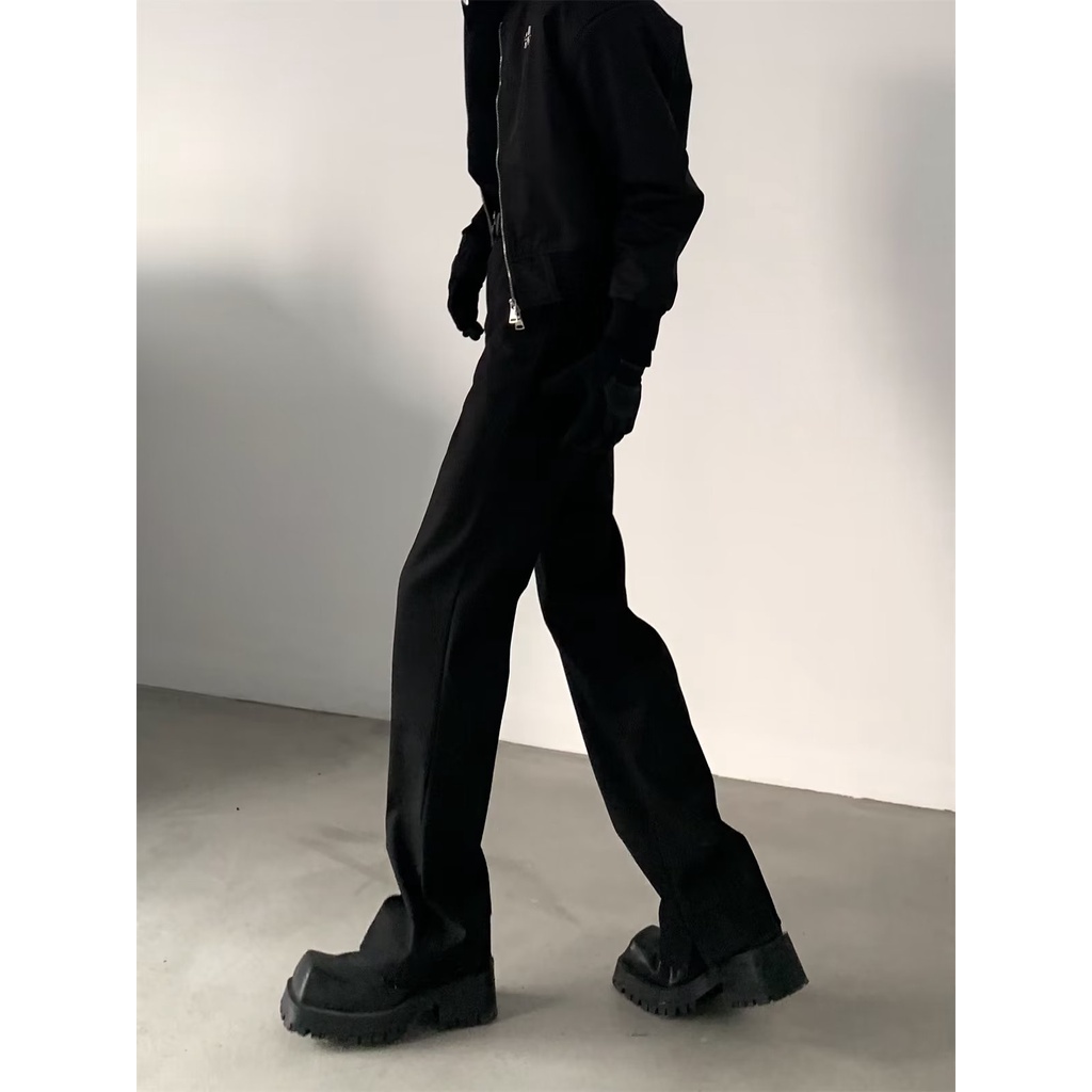 Niche Quần Dài Ống Loe Xẻ Tà Đường Phố Cao Cấp Cảm Giác Xếp Chồng Lên Nhau Cao Cấp Cho Nam