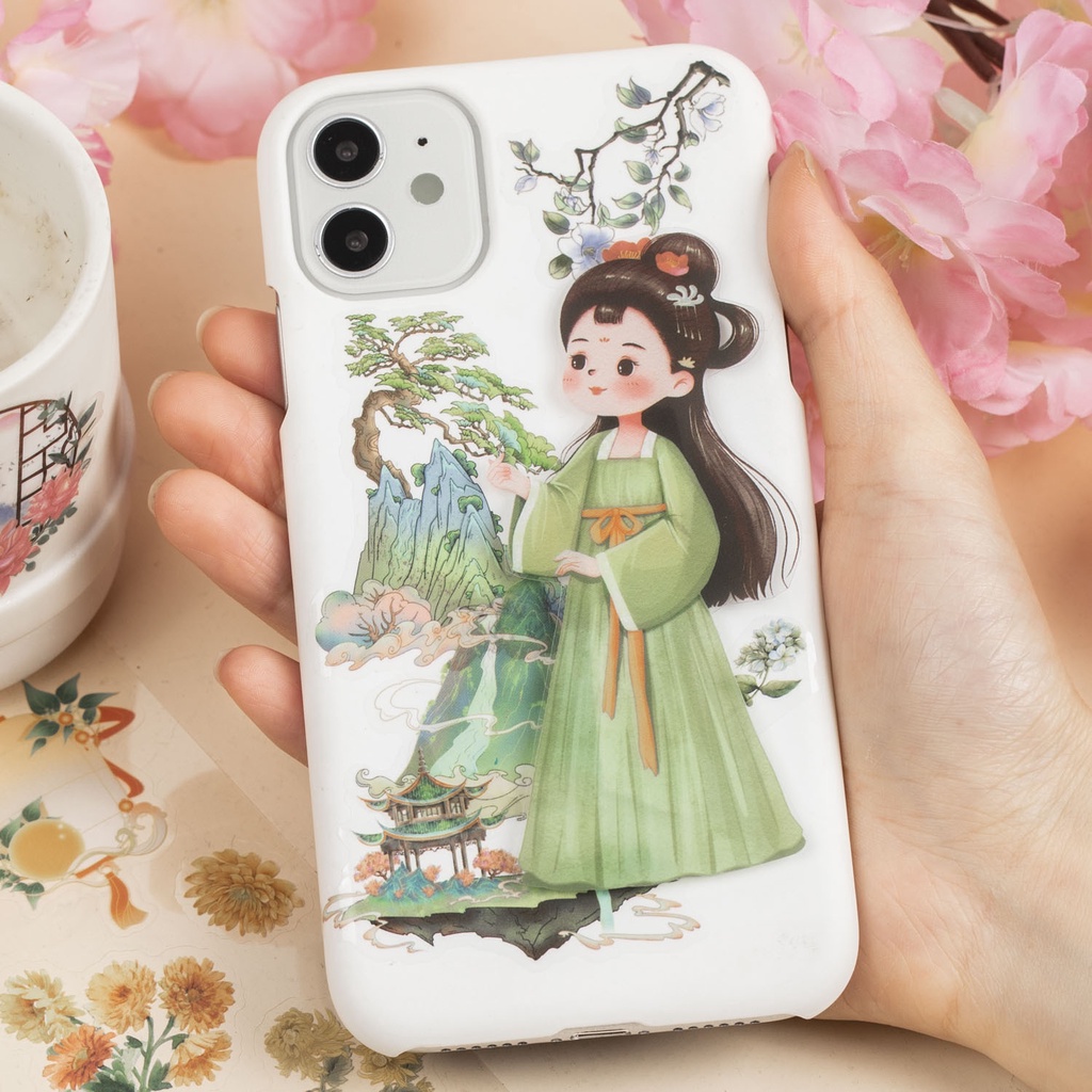 Miếng Dán PET Phong Cách Trung Hoa Dễ Thương Dùng Trang Trí Sổ Tay