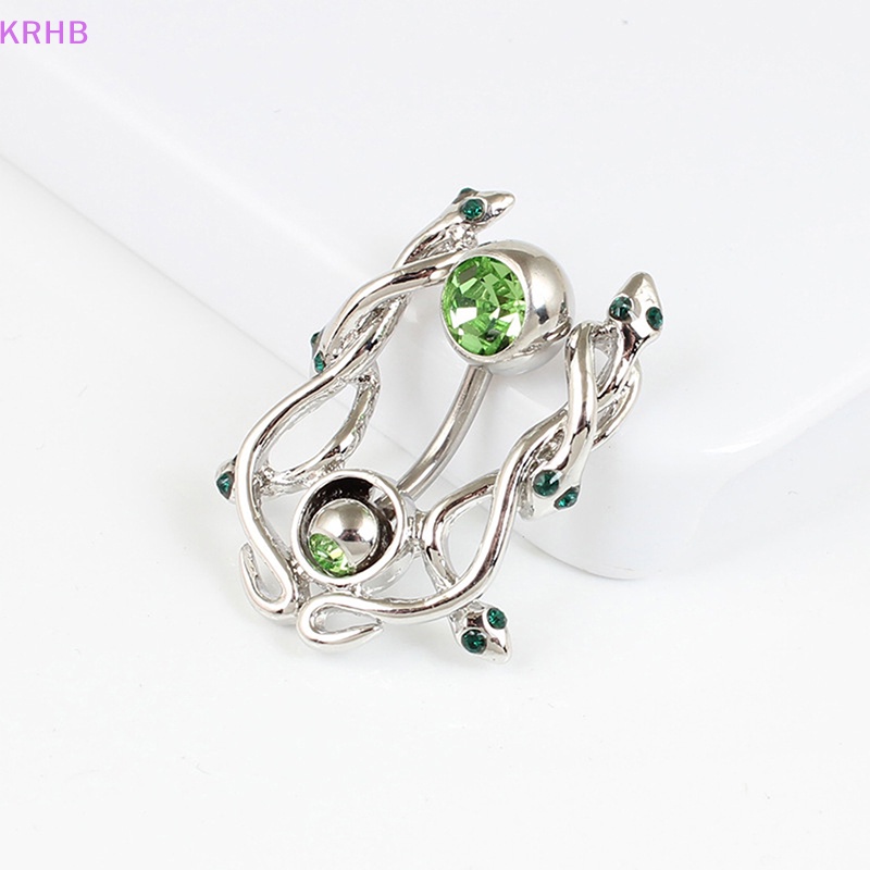 Khuyên Rốn Hình Rắn Đính Đá Xanh Lá Bằng Thép Không Gỉ Không Gây Dị Ứng Thời Trang Cho Nữ Mới