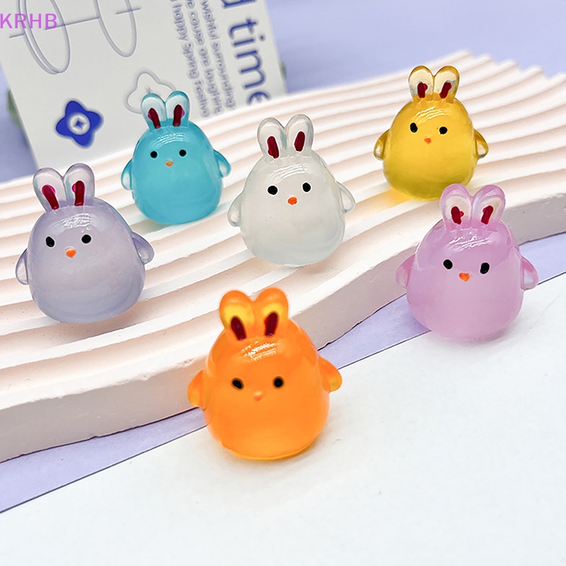 Thỏ Dạ Quang Ba Chiều Bằng Nhựa Resin Trang Trí Tiểu Cảnh / Nhà Búp Bê DIY Mới