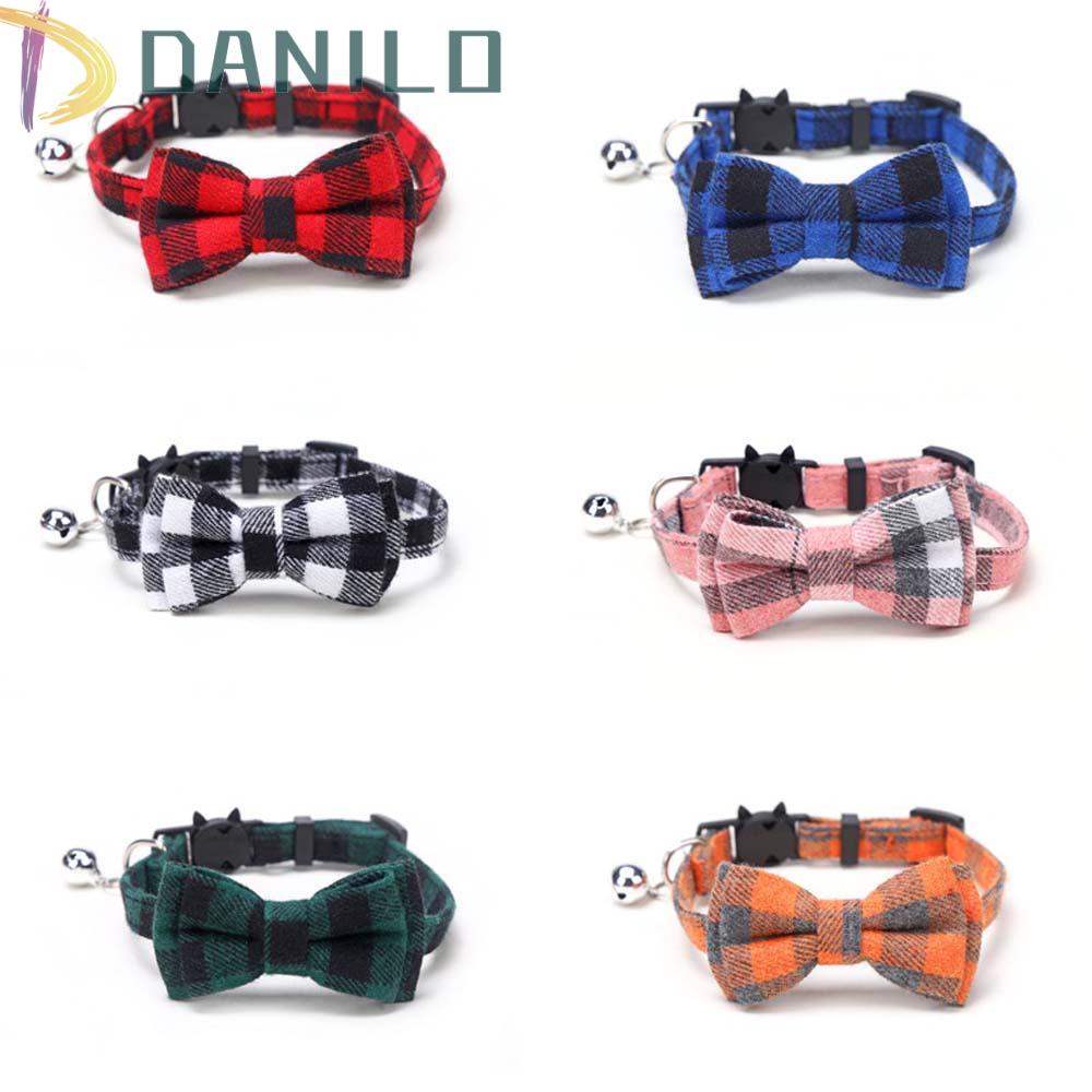 Vòng Cổ Cotton Kẻ Sọc Có Thể Điều Chỉnh Gắn Chuông Cho Thú Cưng
