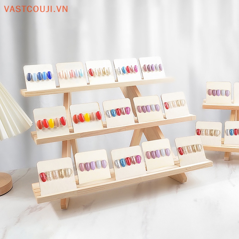 Giá Gỗ Trưng Bày Móng Tay Ba Tầng Tiện Dụng Cho Nữ