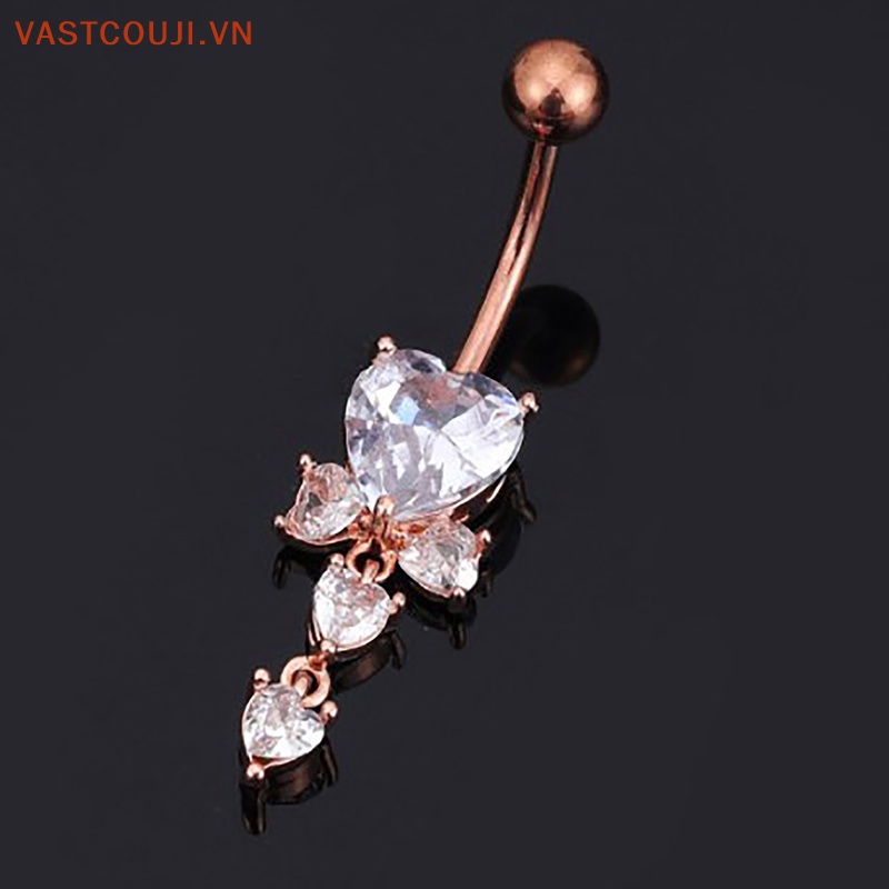 Khuyên Rốn Đính Đá Zircon Hình Trái Tim Thời Trang Cho Nữ