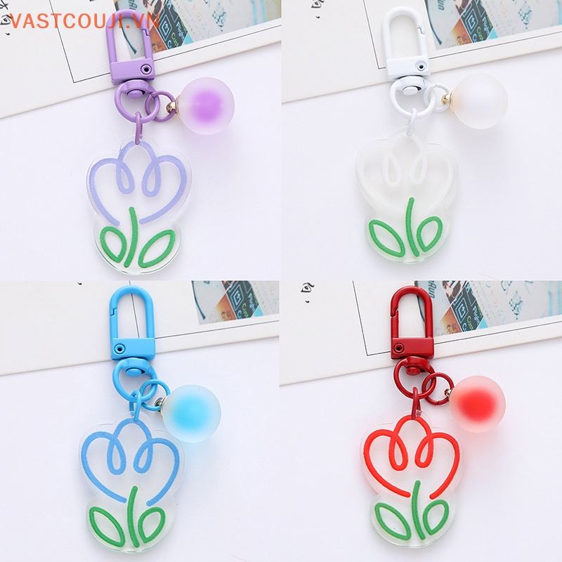 Móc Chìa Khóa Hình Hoa Tulip Bằng Acrylic Nhiều Màu Độc Đáo Trang Trí Xe Hơi / Túi Xách DIY