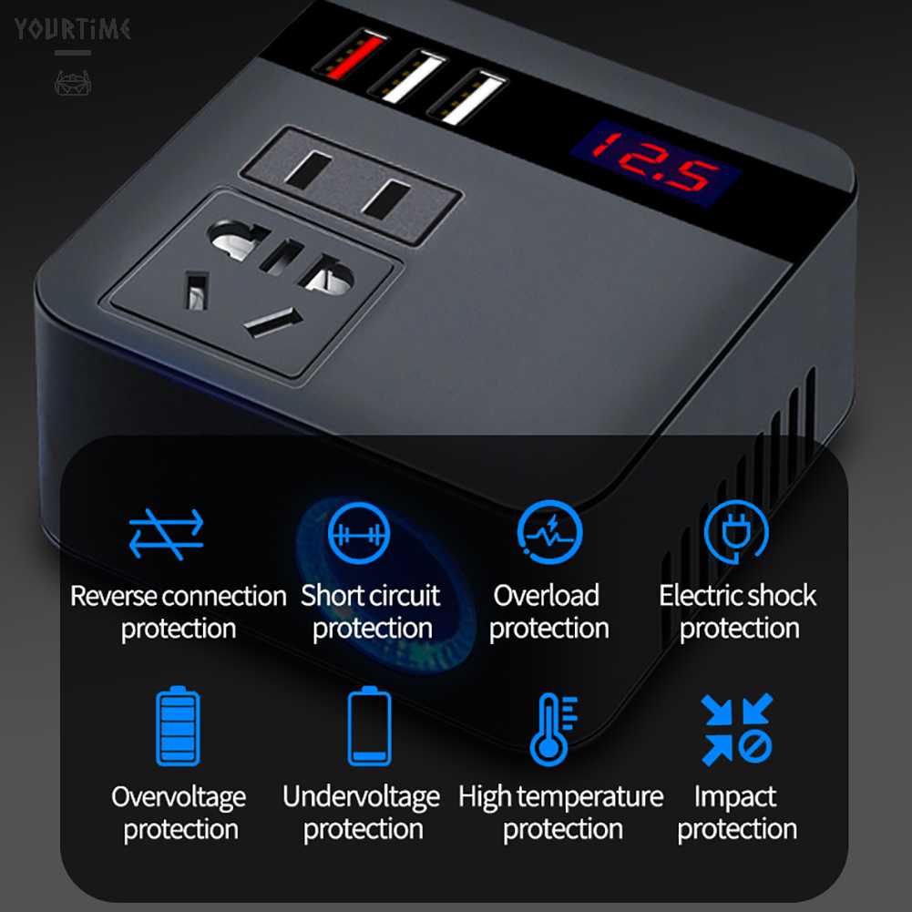 Bộ SạC 150W Chuyển Đổi DC 12V Sang 110V USB Cho iPhone / Xe Hơi / Xe TảI