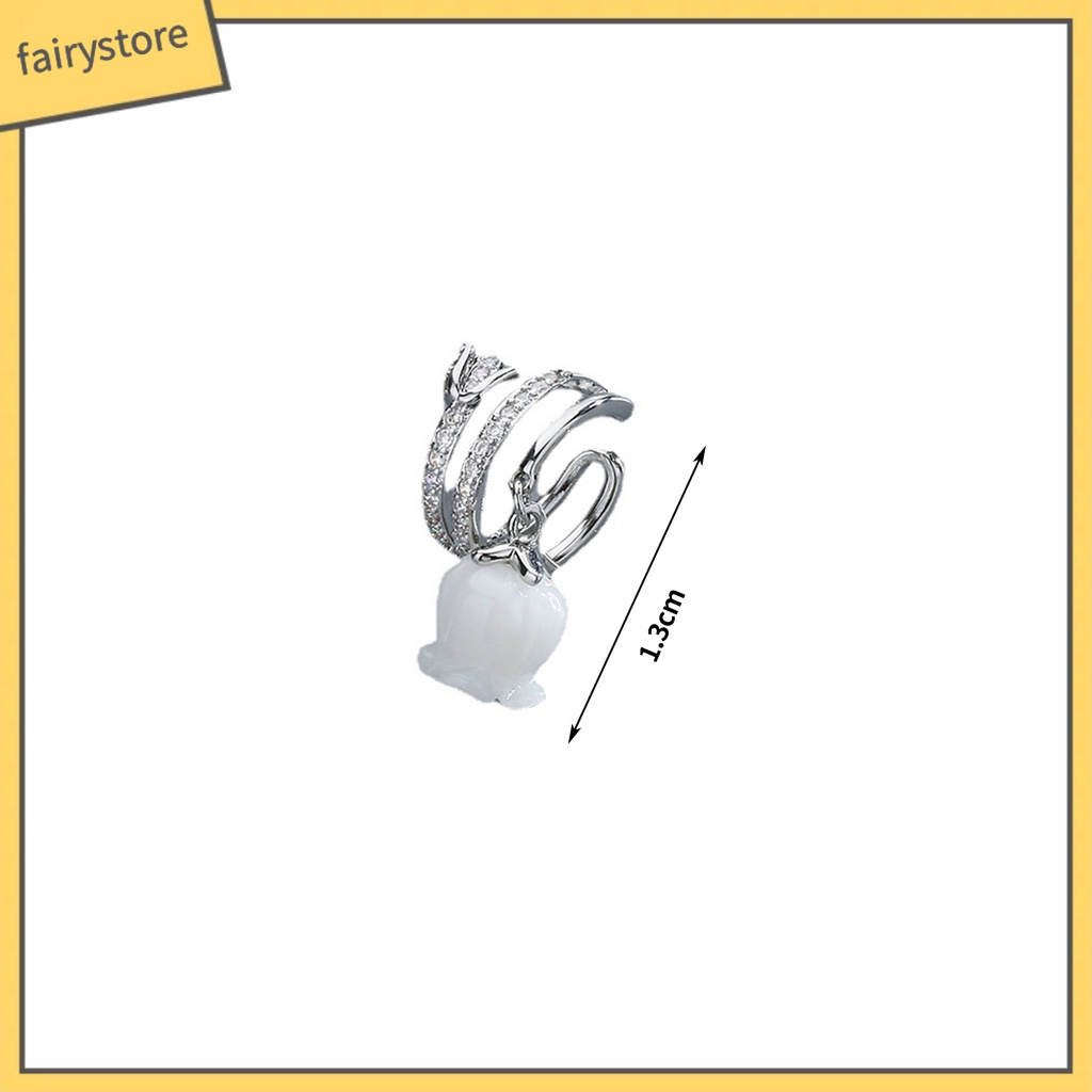 1 Khuyên Kẹp Vành Tai Hình Hoa Tulip Đính Đá Zircon Trắng Nhiều Lớp Không Cần Khoan Lỗ Thời Trang Cho Nữ