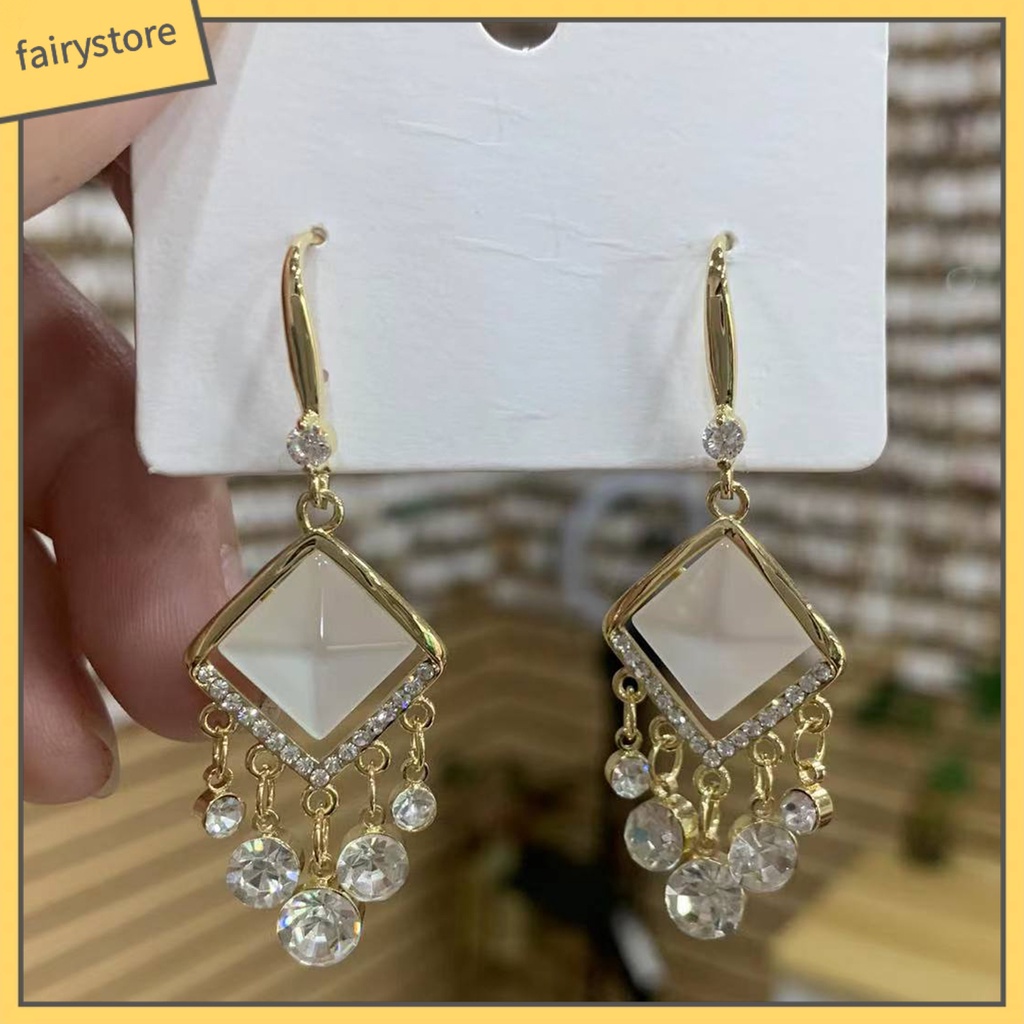 1 Đôi Bông Tai Dáng Dài Đính Đá Lấp Lánh Phong Cách Bohemia