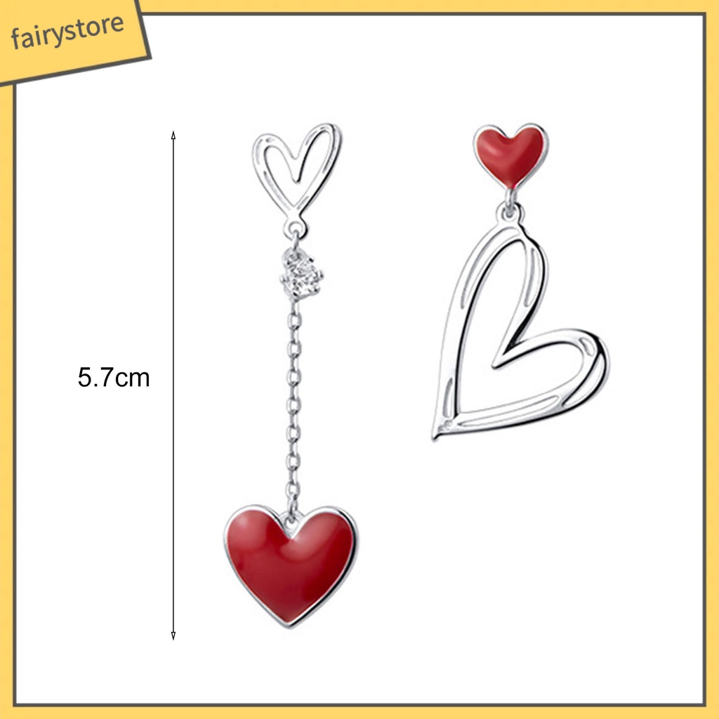 1 Đôi Bông Tai Hình Trái Tim Rỗng Đính Đá Zircon Dành Cho Nữ