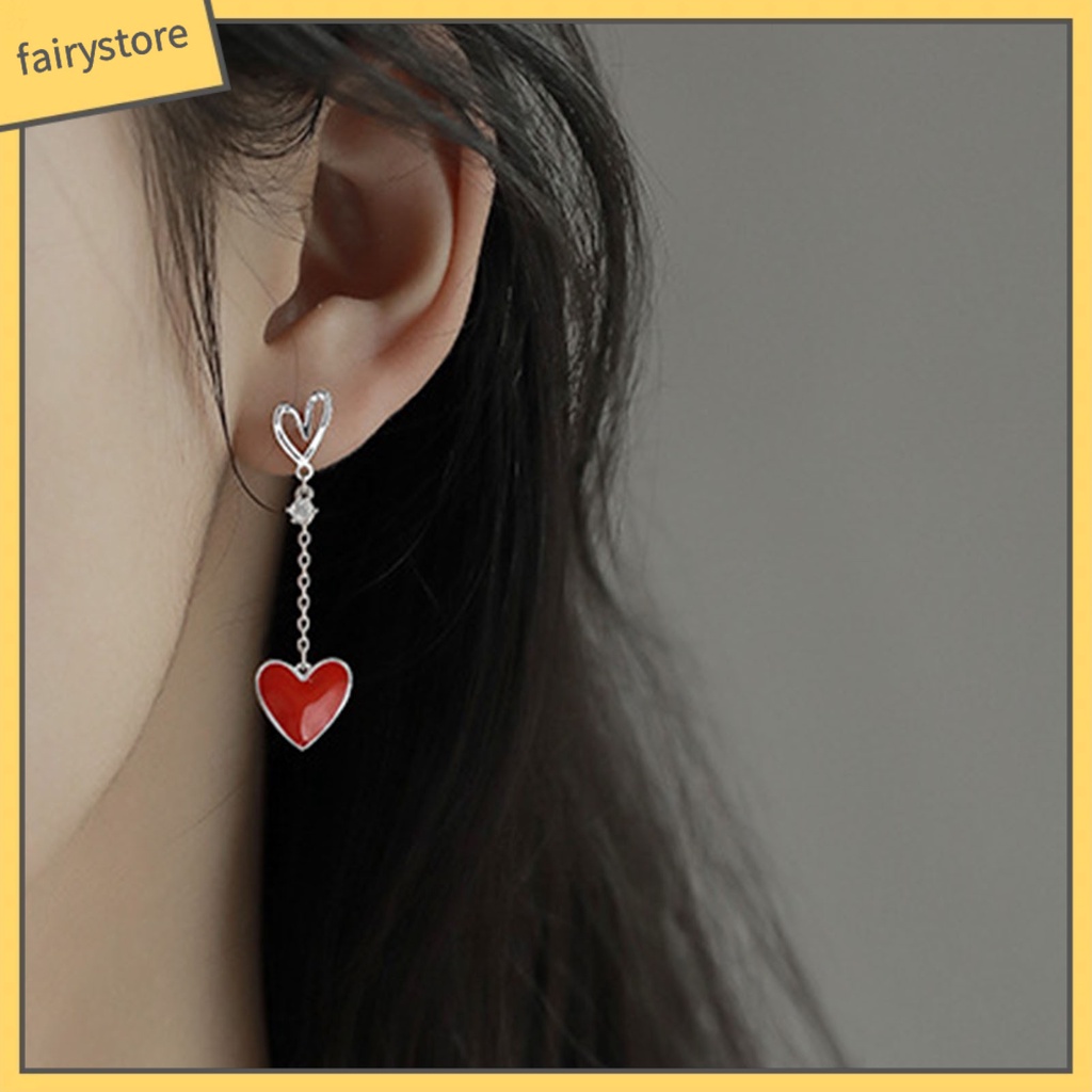 1 Đôi Bông Tai Hình Trái Tim Rỗng Đính Đá Zircon Dành Cho Nữ