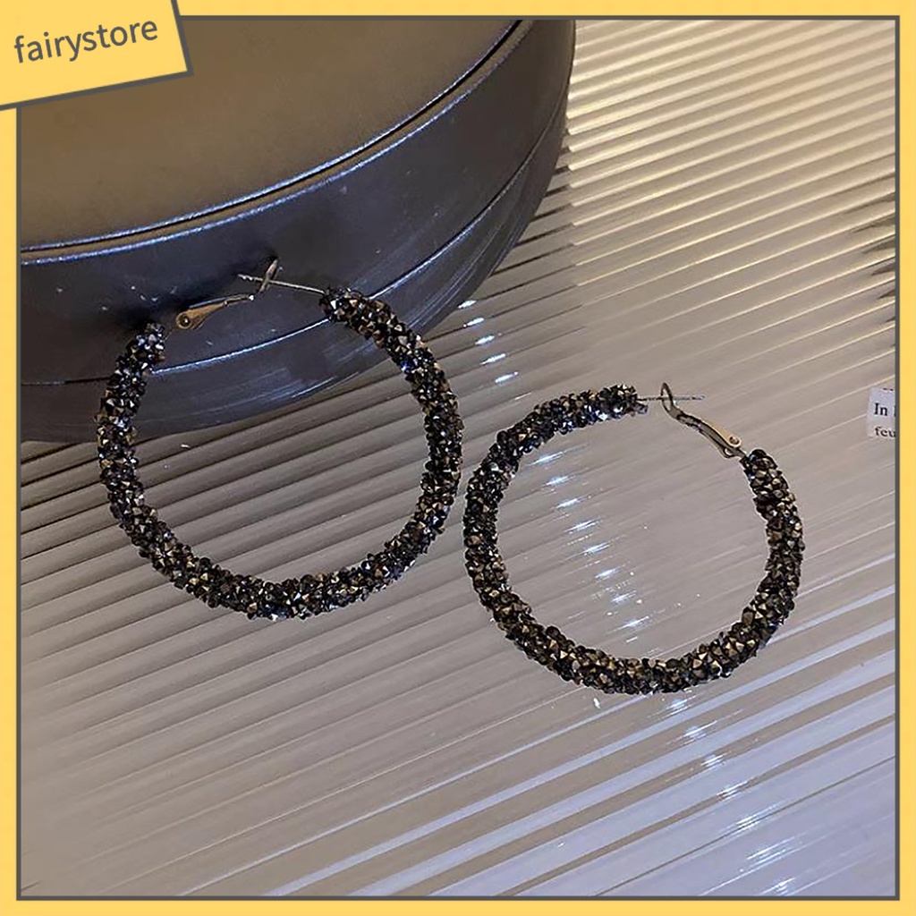 1 Đôi Bông Tai Đính Đá Lấp Lánh Thời Trang Dành Cho Nữ