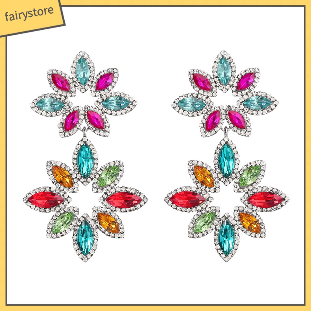 1 Đôi Bông Tai Nhiều Lớp Đính Đá Sang Trọng