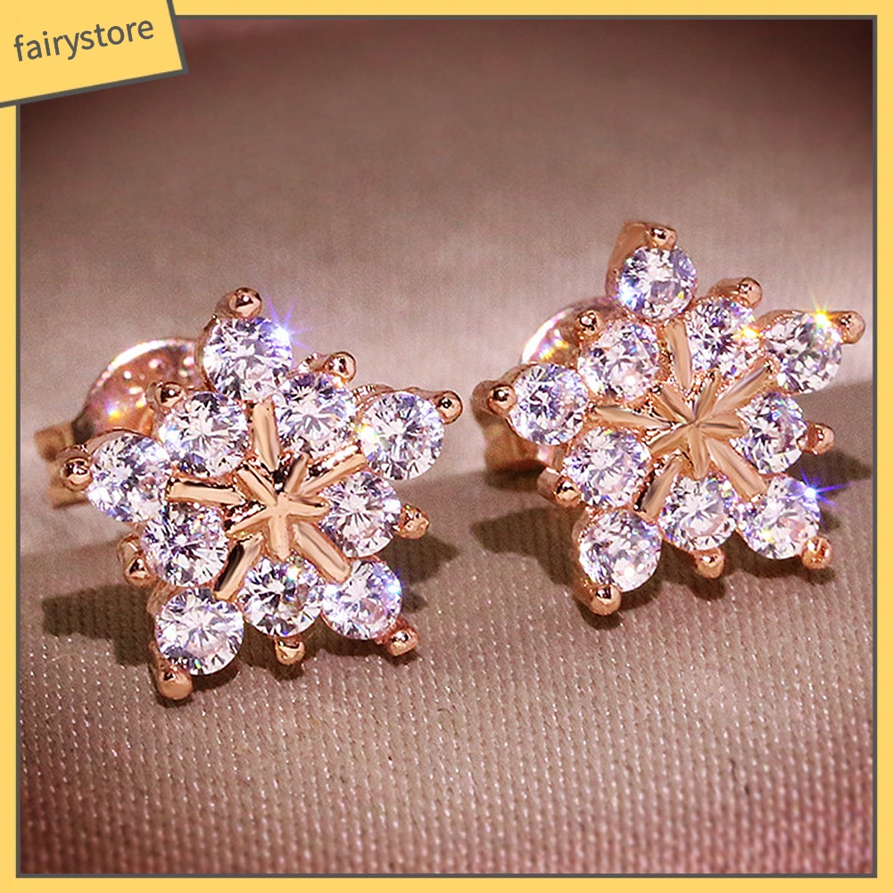 Bông Tai Hình Bông Tuyết Đính Đá Thời Trang Dành Cho Nữ