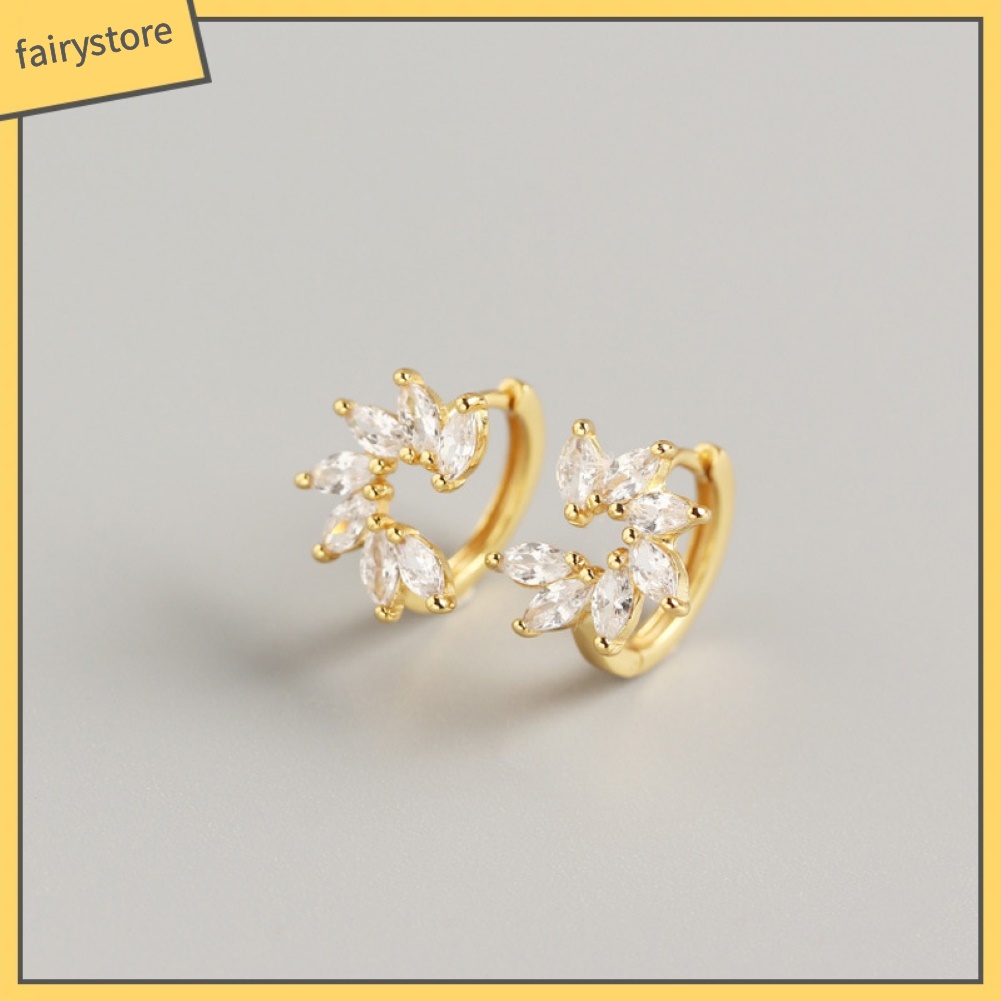 Đôi Bông Tai Khoen Tròn Phối Hoa Đính Đá Thời Trang Cho Nữ