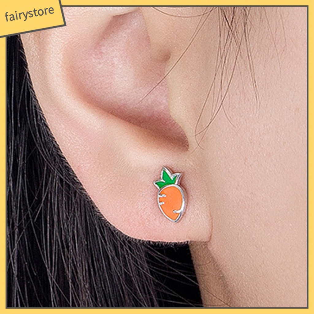 1 Đôi Khuyên Tai Hình Thỏ Và Cà Rốt Mini Dễ Thương