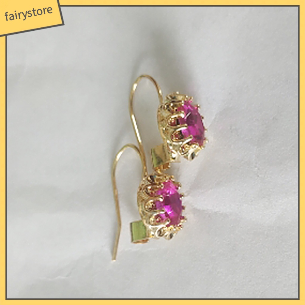 1 Đôi Bông Tai Hình Oval Đính Kim Cương Giả Thời Trang