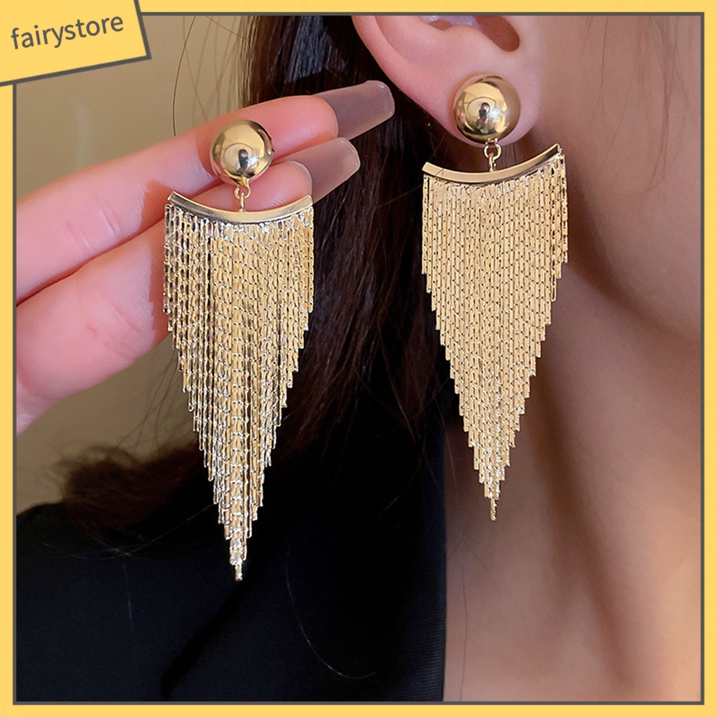 1 Đôi Bông Tai Tua Rua Dáng Dài Sang Trọng Thời Trang