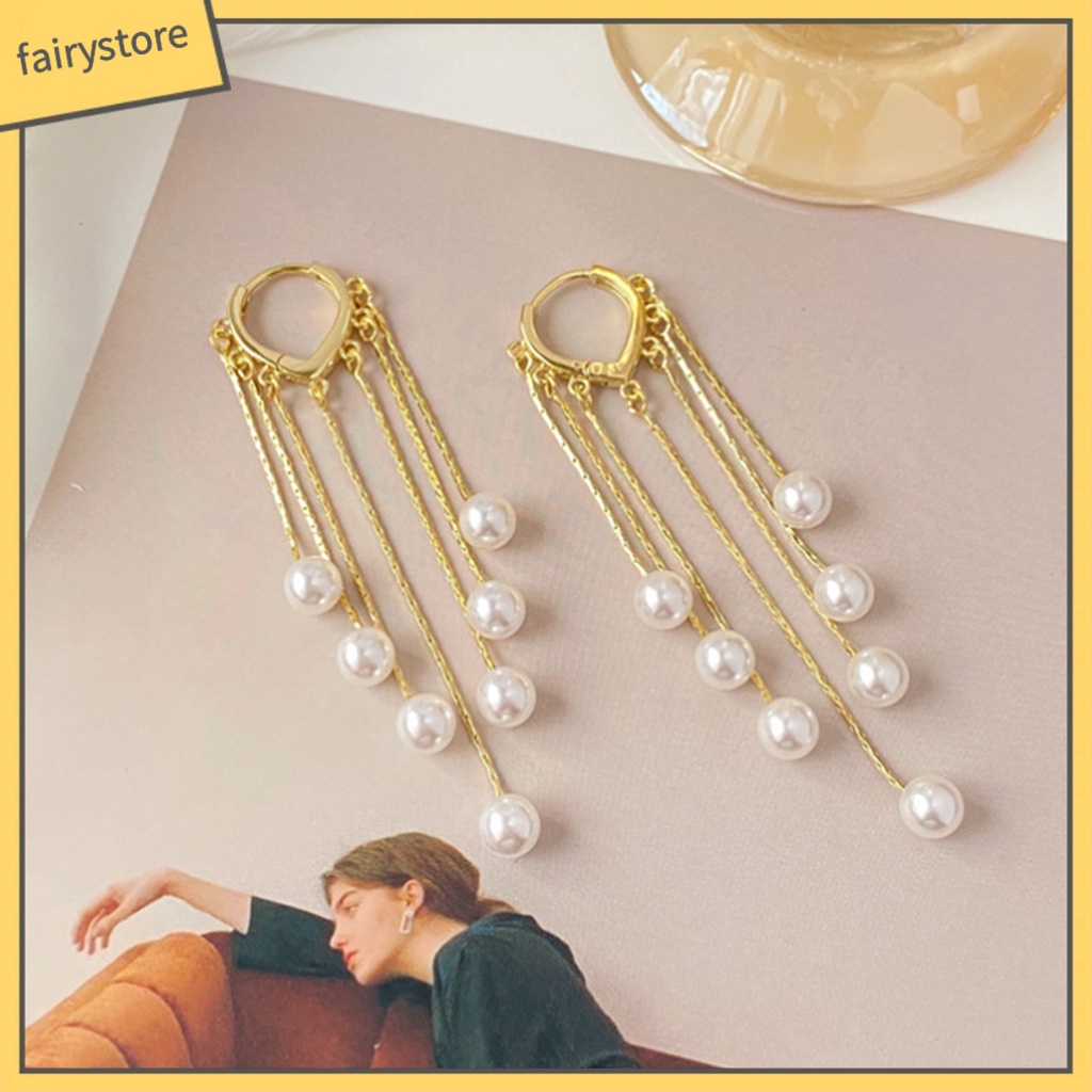 1 Đôi Bông Tai Đính Ngọc Trai Giả Phong Cách Bohemian Dành Cho Nữ