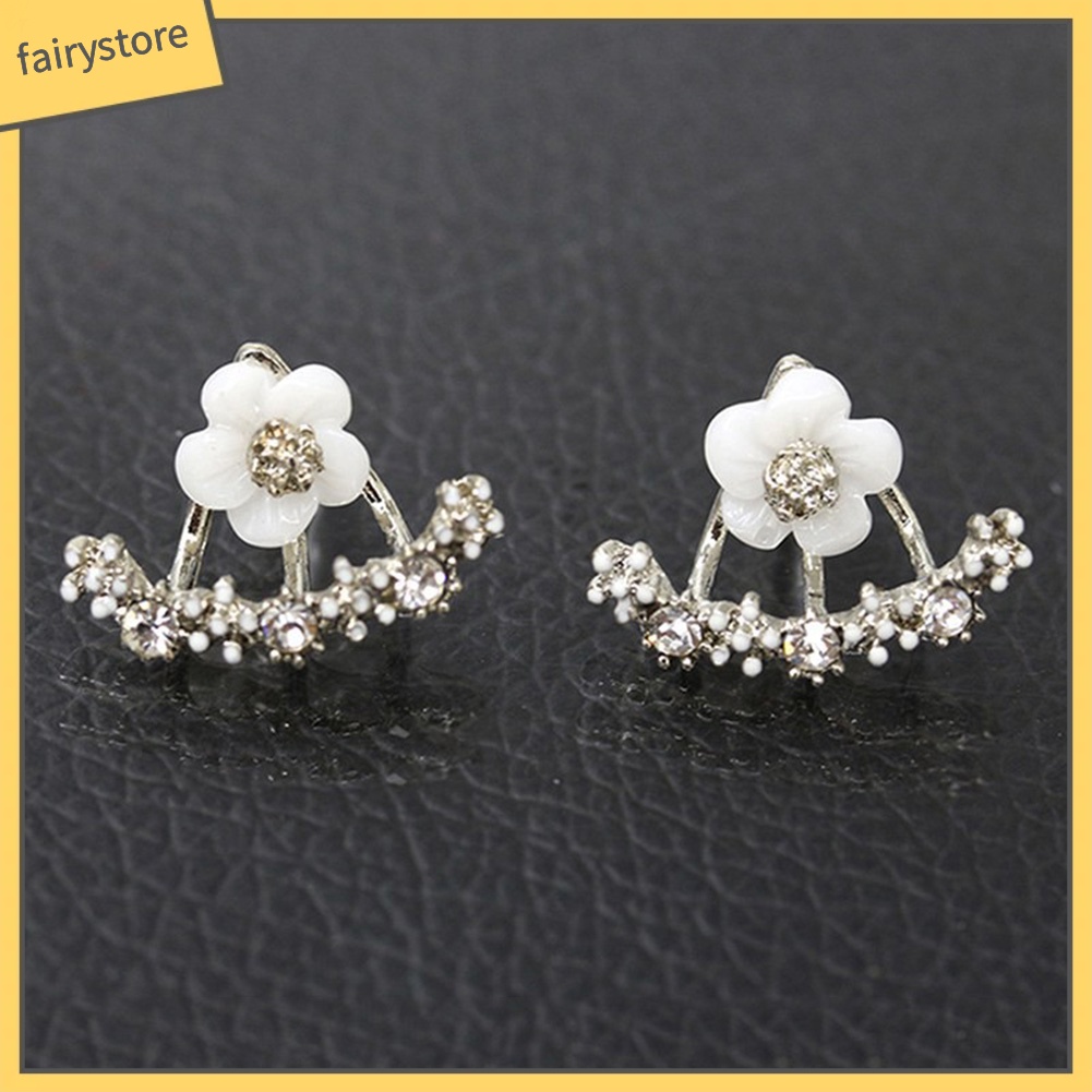 Bông Tai Hình Hoa Cúc Đính Đá Dễ Thương Dành Cho Nữ