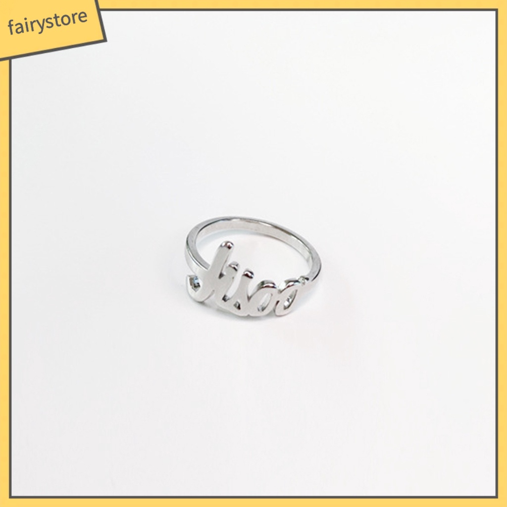 Nhẫn Hợp Kim Màu Đen Họa Tiết Chữ Thần Tượng Độc Đáo