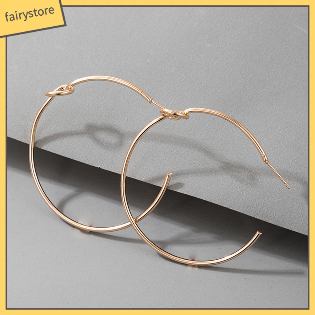 Bông Tai Hình Tròn Cỡ Lớn Bằng Kim Loại Đơn Giản Tiện Dụng Mặc Hàng Ngày