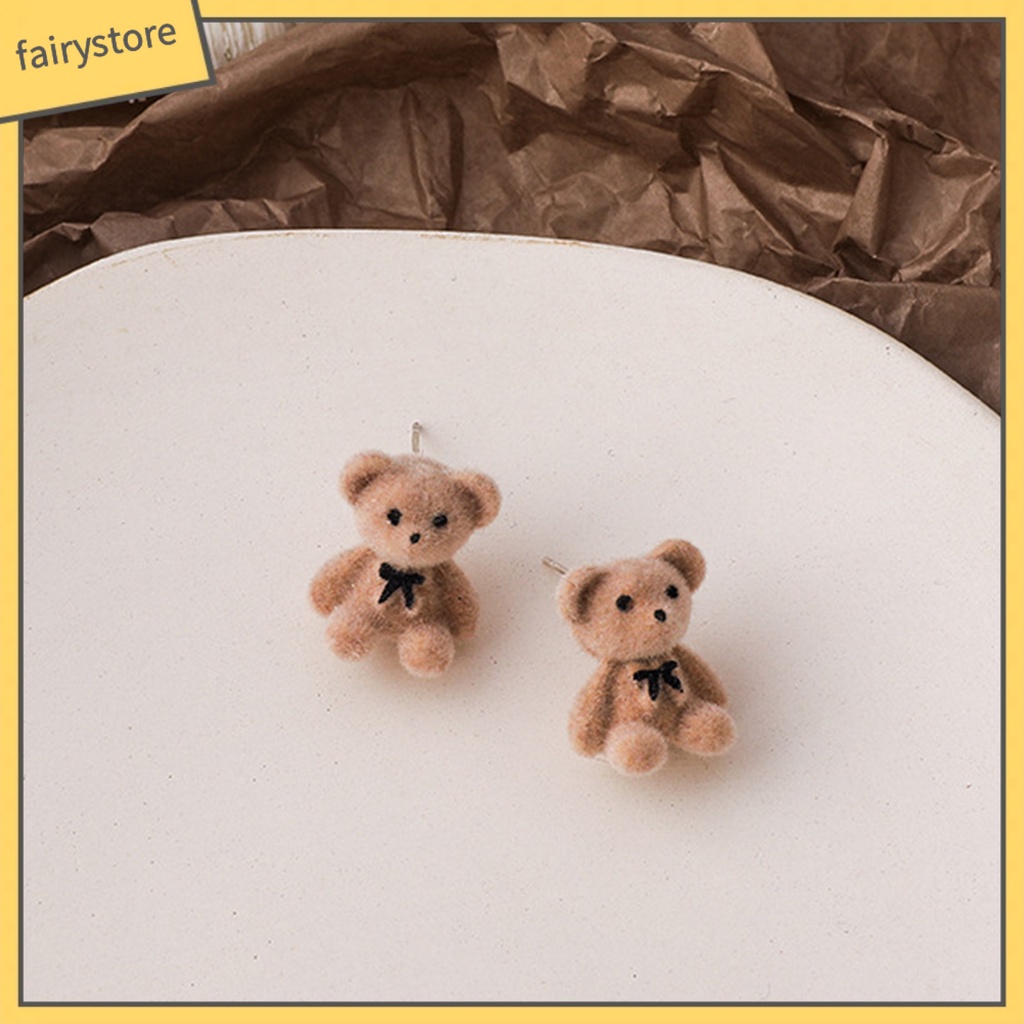 1 Đôi Bông Tai Hình Gấu Hoạt Hình Bằng Hợp Kim Cho Nữ