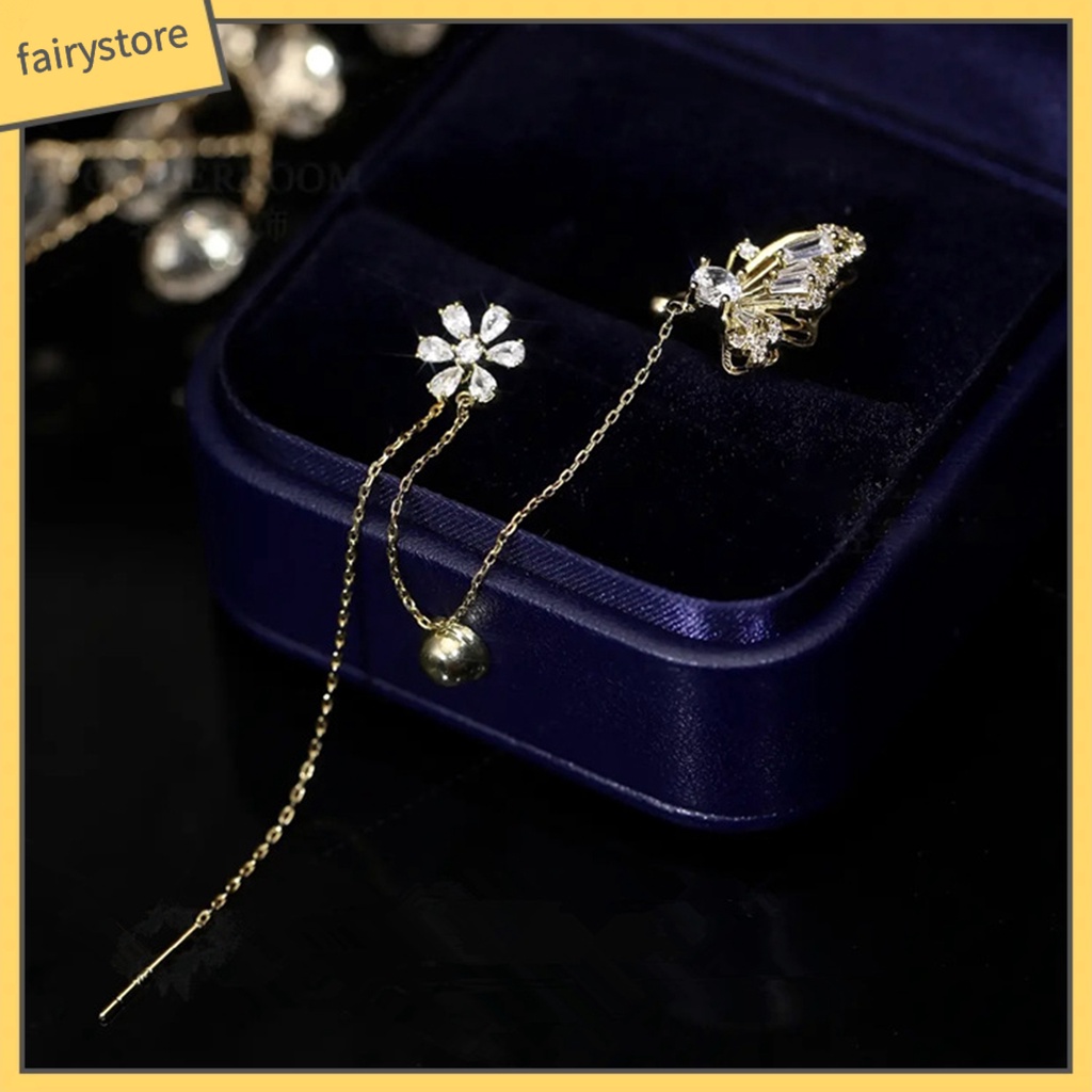 [FRO] 1 Đôi Bông Tai Dạng Kẹp Hình Bướm Rỗng Đính Đá Lấp Lánh Tinh Tế Chất Lượng Cao Trang Trí Tuyệt Vời