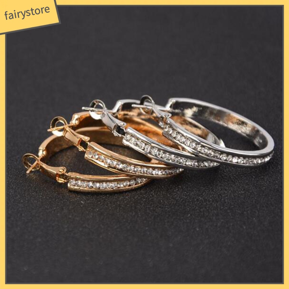 Bông Tai Dạng Vòng Tròn Lớn Đính Đá Thời Trang Dành Cho Nữ