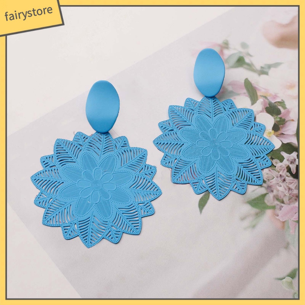 1 Đôi Bông Tai Hình Hoa Rỗng Phong Cách Vintage Dành Cho Nữ