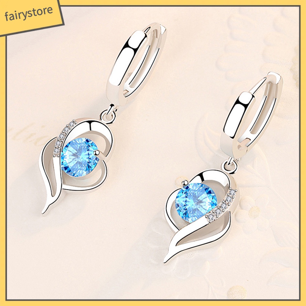 Bông Tai Hình Trái Tim Xoắn Đính Đá Thời Trang Dành Cho Nữ