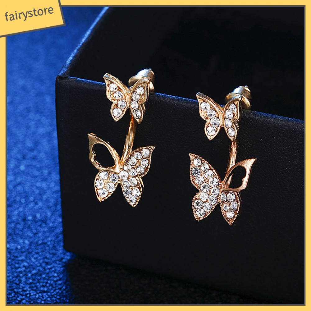 Bông Tai Hình Bướm Đính Đá Toàn Diện Dành Cho Nữ